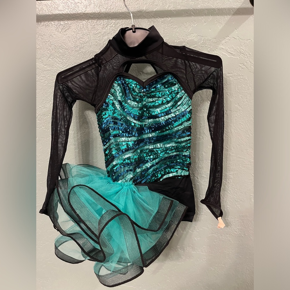 Kids Sequin Dance Costume - Black and Green